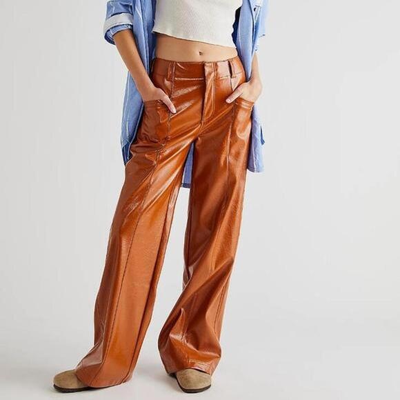 Free People Twin Flame Faux Leather Pant - Picture 1 of 5